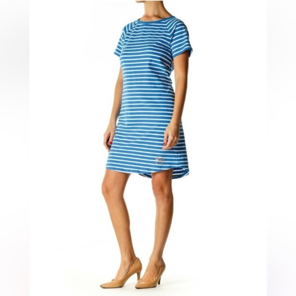 NWOT MK Blue White Stripe Short Sleeve T-Shirt Dress Mini New Michael Kors Knit